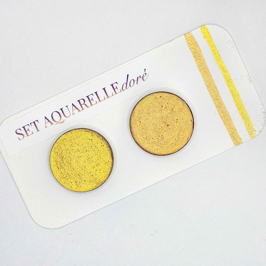 Set doré - 2 aquarelles dorées artisanales