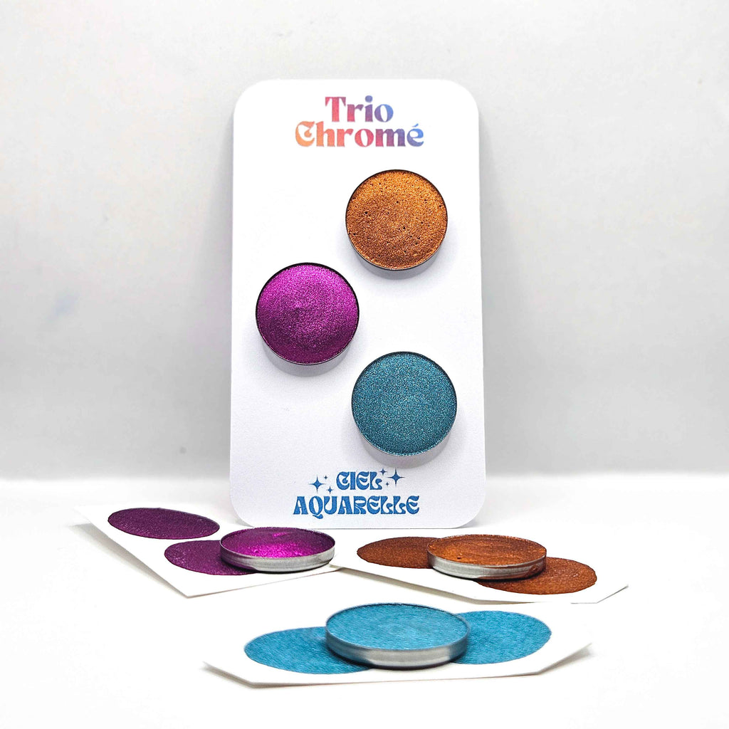 Set Chromé - 3 aquarelles artisanales