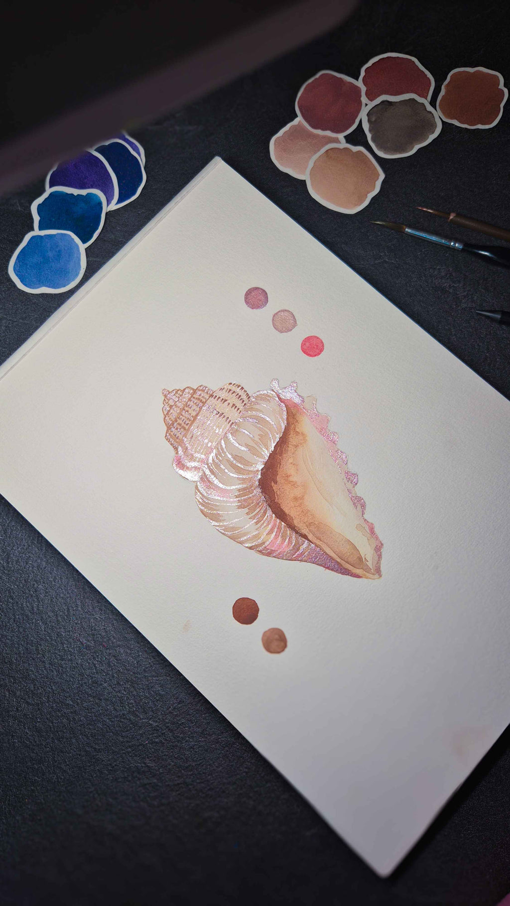 Aquarelles Artisanales - Coquillage et perle