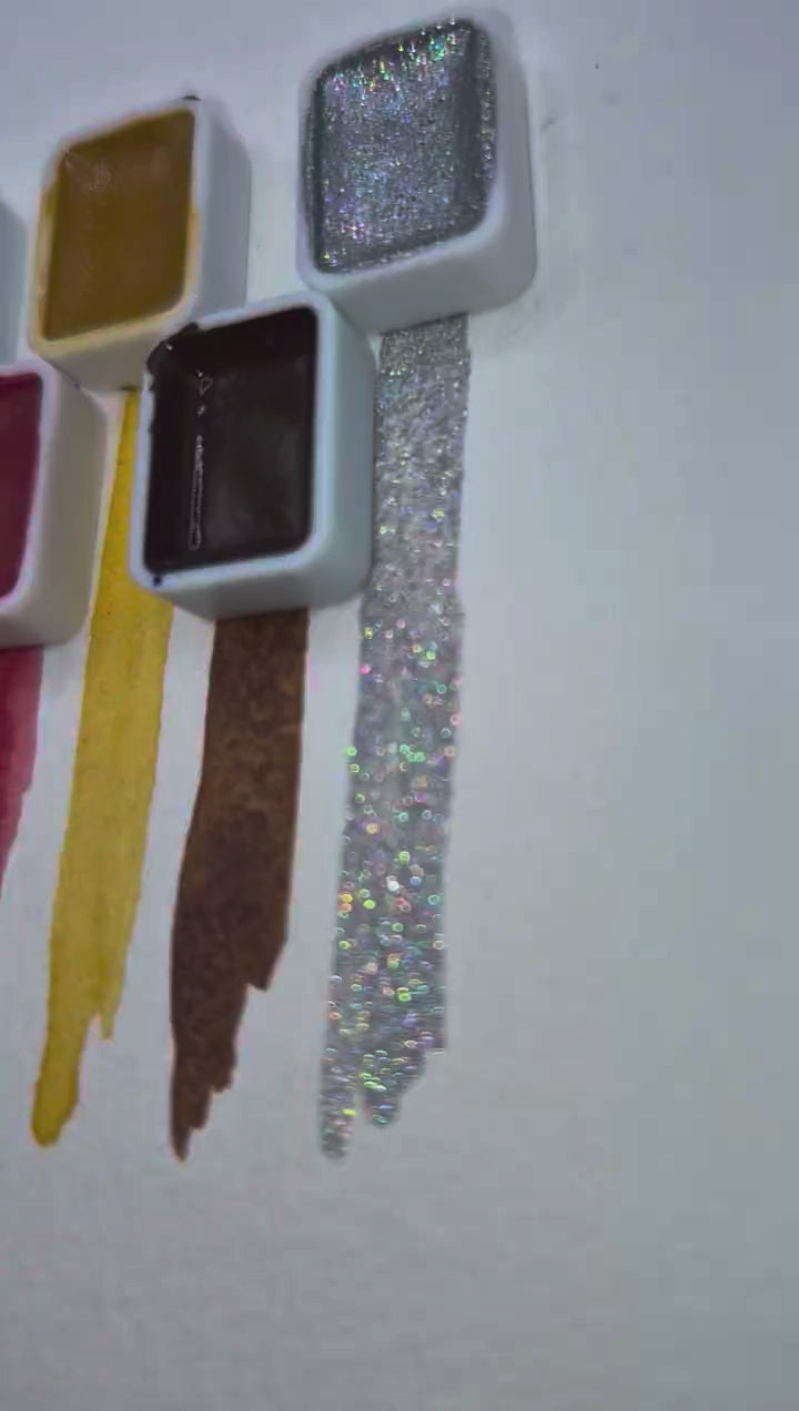 Minis aquarelles en godets - 6 aquarelles artisanales