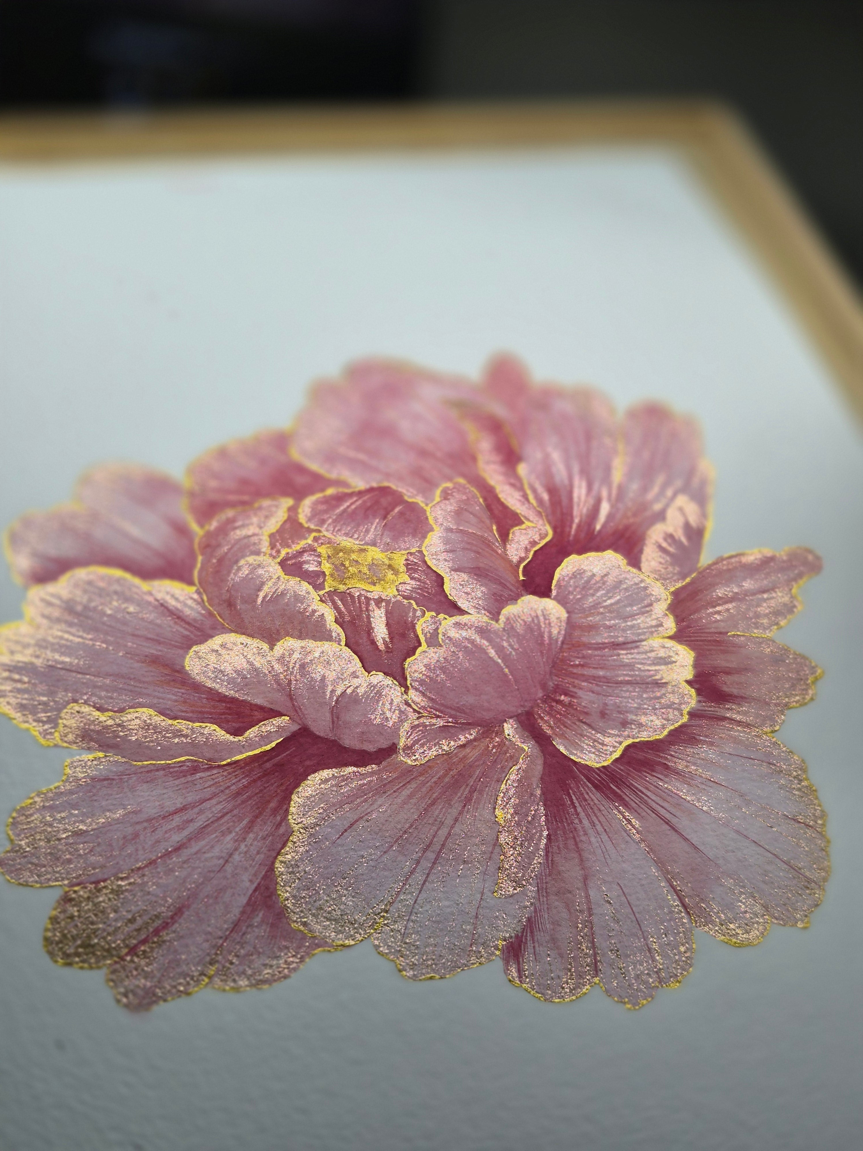 "La Pivoine dorée" Orginal - Aquarelle