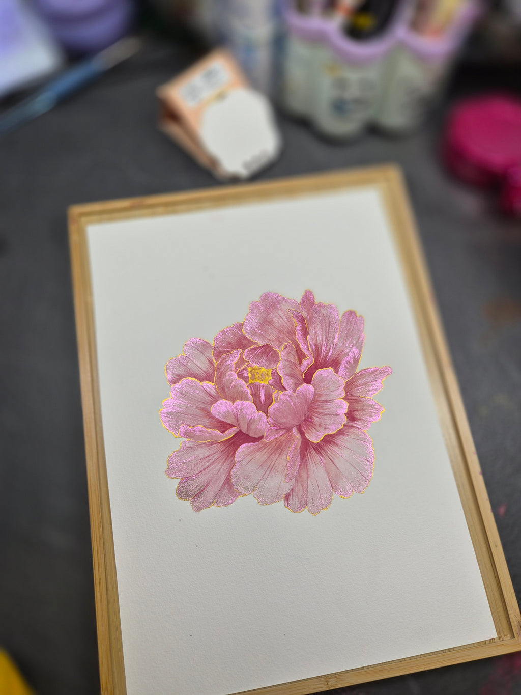 "La Pivoine dorée" Orginal - Aquarelle