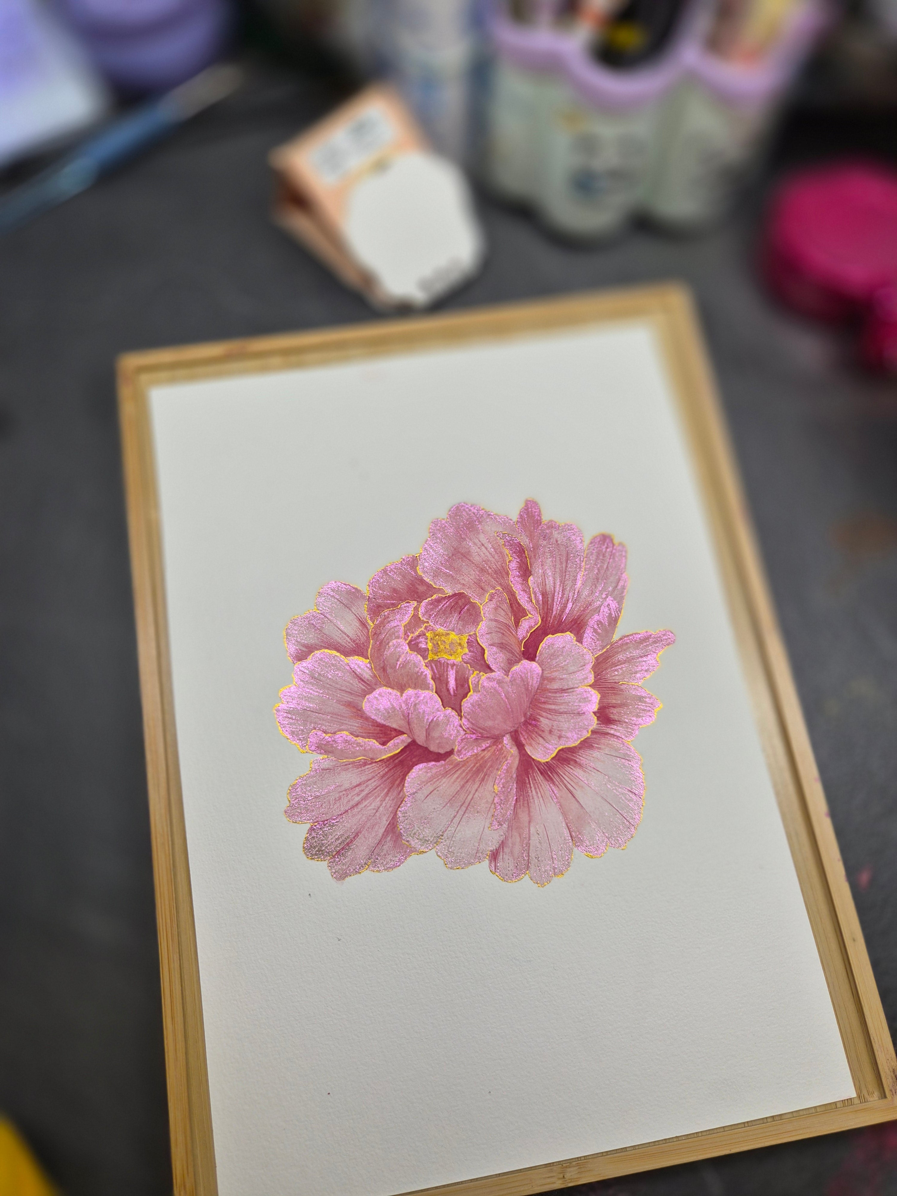 "La Pivoine dorée" Orginal - Aquarelle